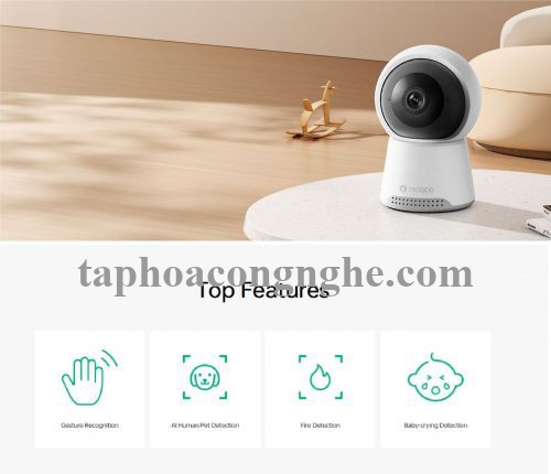 Reoqoo x10b 2K UHD Ai 360 P / T Camera trong nhà nhìn màu ban đêm phát hiện em bé khóc khói cháy trò chuyện thoại H265 Onvif 8s CLOUD lưu trữ video 28815 xt-x10b 10028815